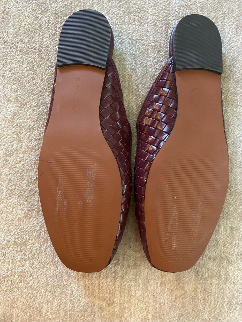 Madewell Woven Leather Mules in Burgundy - Picture 3 of 3